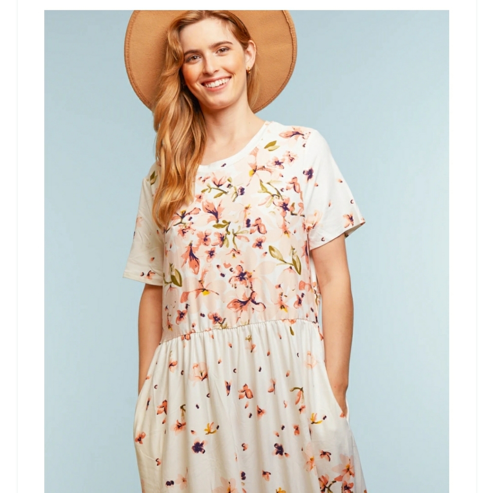 Floral Print Ivory Maxi Dress NWT